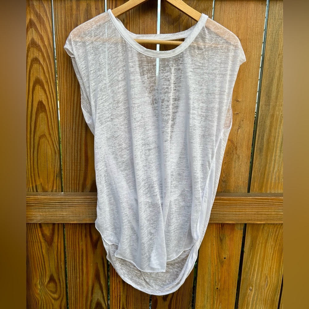 Chaser Womens White Burnout Tee Shirt  Round Neck Burnout Top Sz.M